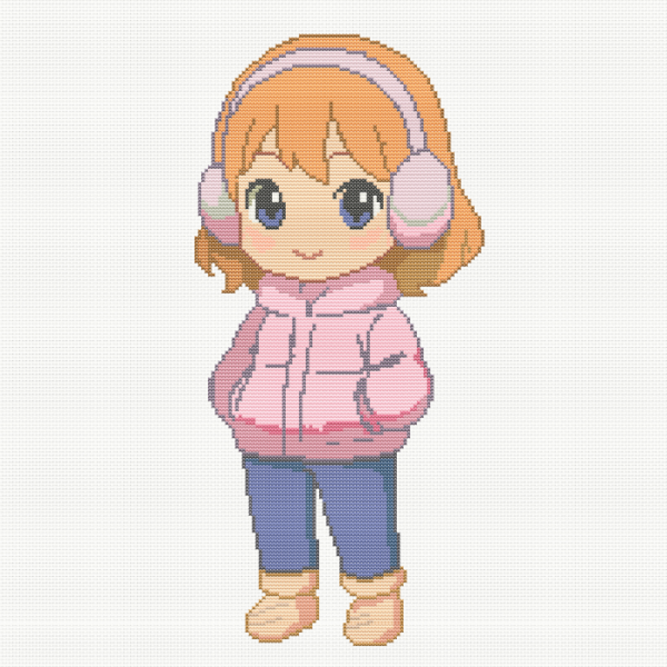 fillette d'hiver kawaii grille point de croix pdf